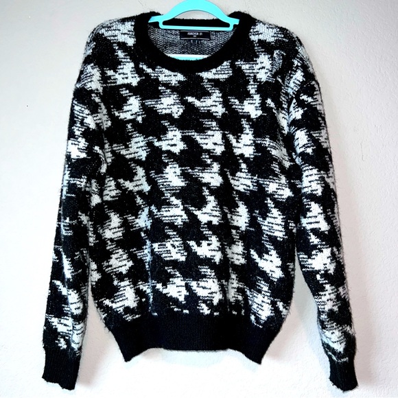 Forever 21 man Black and white oversized sweater 6% wool - Picture 1 of 5